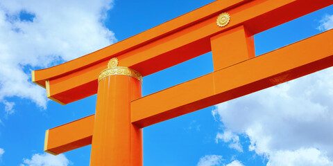 Fototapeta premium The Gigantic Great Torii Gate of Heian Jingu Shrine in Kyoto, Japan