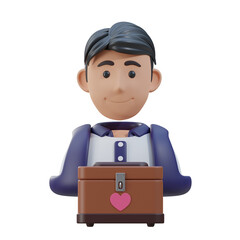 3D Volunteer Model Giving Time Changing Lives. 3d illustration, 3d element, 3d rendering. 3d visualization isolated on a transparent background
