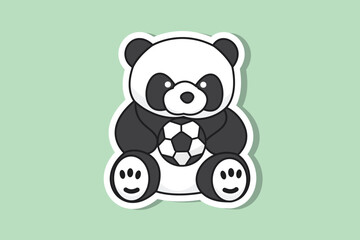 Cute Teddy Bear with football sticker design vector illustration. Animal nature icon concept. Flat cartoon style icon design.
