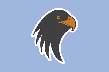 Eagle Bird logo Sticker design vector illustration. Animal nature icon concept. Bird eagle vector, eagle head logo, bird safe sticker design logo.
