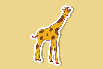 Giraffe animal mascot cartoon character sticker design vector illustration. Animal nature icon concept. Giraffe sticker design logo icon.
