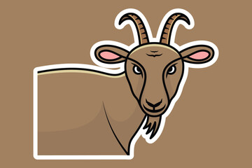 Cute Goat Animal Sticker design vector illustration. Animal object icon concept. Farm animal goat cartoon character sticker design. Eid Mubarak icon concept.

