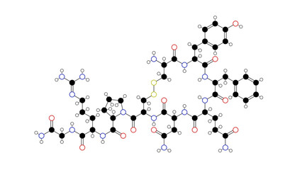 vasopressin molecule, structural chemical formula, ball-and-stick model, isolated image antidiuretic hormone