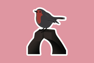 Simple logo of cute and adorable sparrow sticker vector logo. Cute sparrow logo sticker design.
