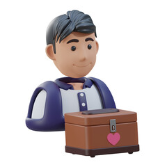 3D Volunteer Model Giving Time Changing Lives. 3d illustration, 3d element, 3d rendering. 3d visualization isolated on a transparent background