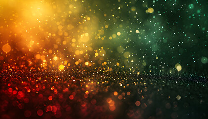 Abstract glitter sparkle background in green, yellow and red, celebrating Black History Month. - obrazy, fototapety, plakaty