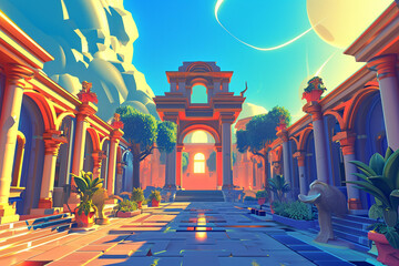 Game background 3d stylish architecture illustration