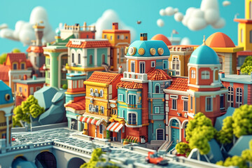 Game background 3d stylish architecture illustration