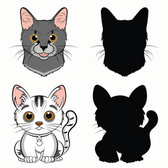 vector-drawn Cat mascot outline illustration