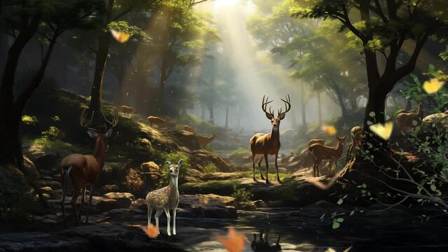 Deer groups hunting animation