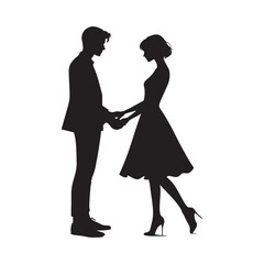 Heartfelt grasp: Hand holding couple silhouette, a visual representation of love's embrace - Valentine Silhouette - Couple vector

