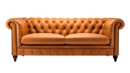 Obraz premium front view of a Chesterfield sofa isolated on a white background
