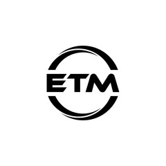 ETM letter logo design with white background in illustrator, cube logo, vector logo, modern alphabet font overlap style. calligraphy designs for logo, Poster, Invitation, etc.