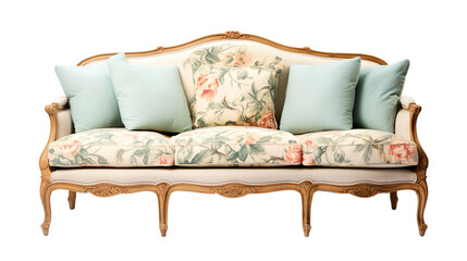  front view of a French country sofa isolated on a white background