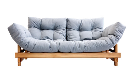 front view of a futon sofa isolated on a white background 