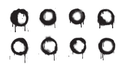 Graffiti Sprayed Circle Design Element in Black on White. Spray Paint Ring for Logo, Poster, Banner. Street style. Round Logo. Grunge Vector Illustration.	
