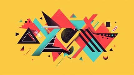 Abstract  retro, Neo Memphis, Dadaism, Cubism, Surrealism, Collage, Minimal style. Decoration art background. Abstract geometric illustration background. Abstract templates for designs. 