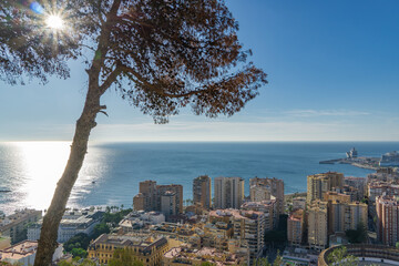 Panorama of the spanish coastal town Malaga on a sunny day, Spain - 710657911