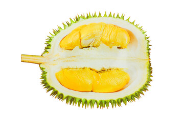 Sweet and creamy yellow freshly picked durian isolated png