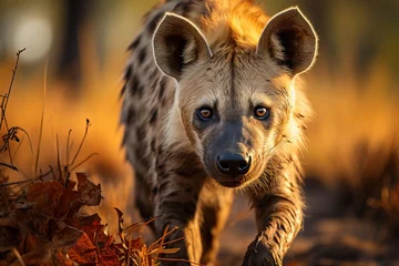 Foto op Canvas Portrait of a hyena, an evil predator of the savannah. © Niko_Dali