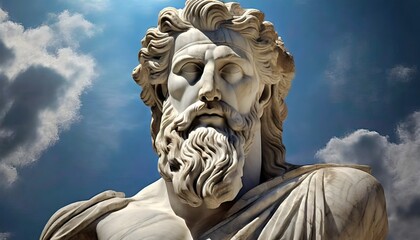 bust of the god zeus ancient greek mythology antique sculpture created with ai illustration