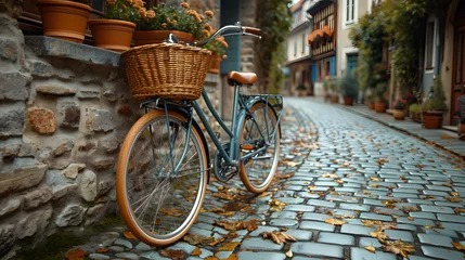 Deurstickers bicycle in the street © Ivan