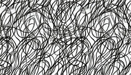 hand drawn fun playful trendy childish squiggly doodle drawing line art pattern seamless abstract chaotic ink pen or marker scribble texture backdrop bold black lines isolated on white background 