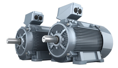 Electric motors, 3D rendering isolated on transparent background