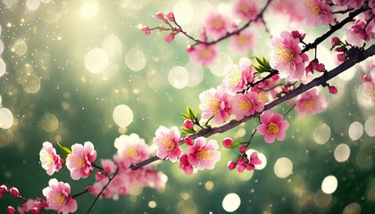 chinese new year blossom in spring with bokeh background illustration