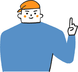 指さしをするンダナを頭に巻いたガタイのいいたくましいい男性　イラスト素材
