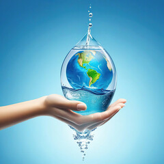 Close up of human hands holding Earth planet. 