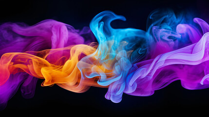 Colorful smoke on black background.