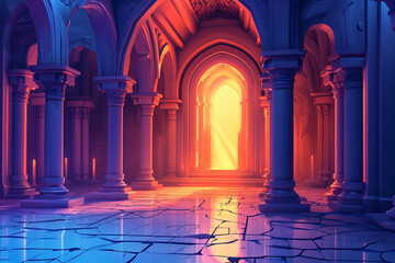 Fototapeta premium Game background 3d stylish architecture illustration