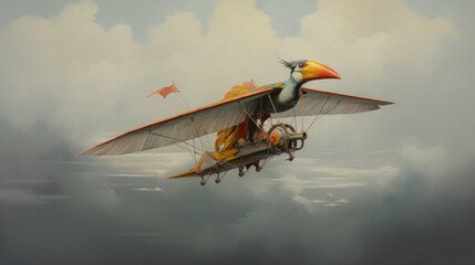 Fototapeta na wymiar Mixture of bird and airplane, cartoon style
