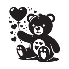 Nurturing warmth: Charming teddy bear silhouette, a timeless symbol of love - teddy bear silhouette Valentine Silhouette - teddy bear vector
