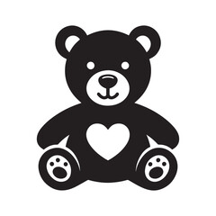 Adorable innocence: Teddy bear silhouette, a heartwarming element for your designs - Valentine Silhouette - teddy bear vector
