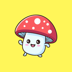 cute character of mushroom icon illustration.