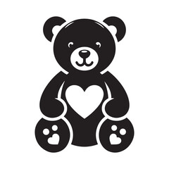 Childhood nostalgia: Teddy bear silhouette, a classic symbol of love and companionship - Valentine Silhouette - teddy bear vector
