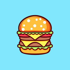 burger cartoon illustration. flat cartoon style