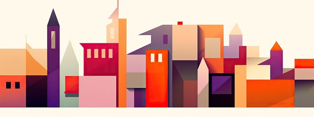 Colorful Abstract Geometric Cityscape Illustration