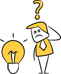 Businessman Looking Light Bulb and Problem
