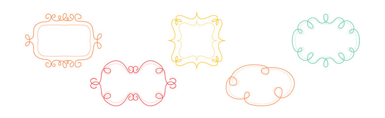 Decorative Shaped Frames with Swirling Line Vector Set