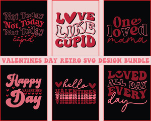 Valentines Day Retro Design Bundle,Groovy Retro Design,Valentine Bundle Design,Retro Valentine's Day cut files Bundle,Valentine's Love quote retro wavy groovy Design