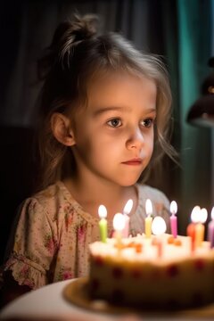 shot of a little girl blowing out candles on her birthday cake
