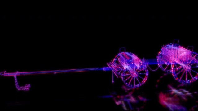 Rendering 3D animation, Prussian Ammunition wagon model on a black background