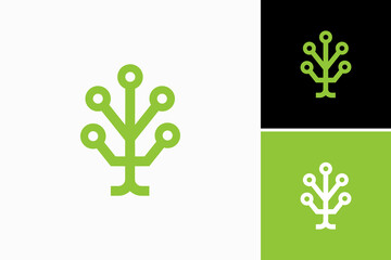 tree circuit board Vector Logo Premium