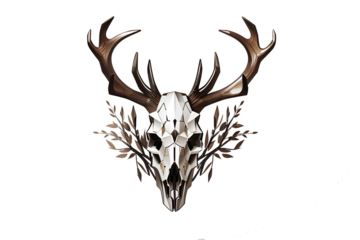 image of a deer skull on a transparent background,  created by ai generated