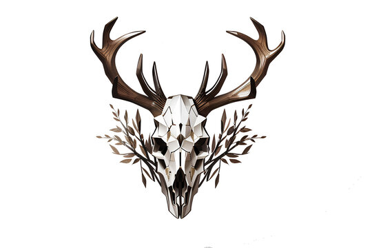 image of a deer skull on a transparent background,  created by ai generated