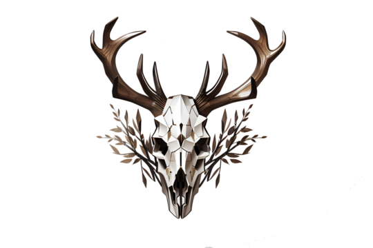 image of a deer skull on a transparent background,  created by ai generated
