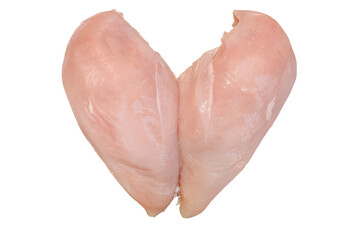 Raw broiler chicken meat isolated on transparent background.
